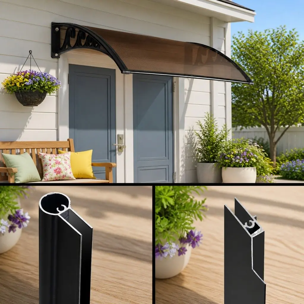 1m x 2m Window Door Awning Canopy in Brown