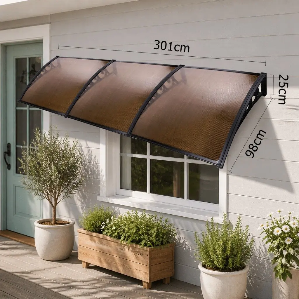 1mx3m Brown Black Window Door Awning