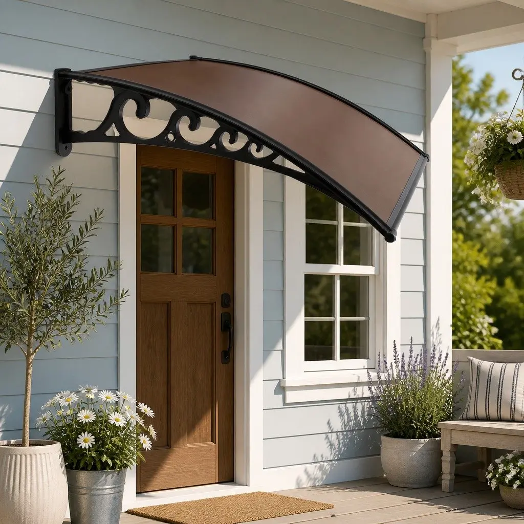 1mx3m Brown Black Window Door Awning