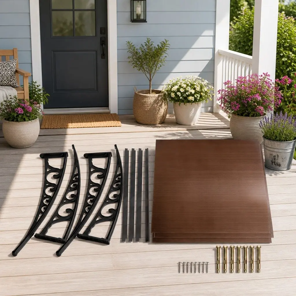 1mx3m Brown Black Window Door Awning