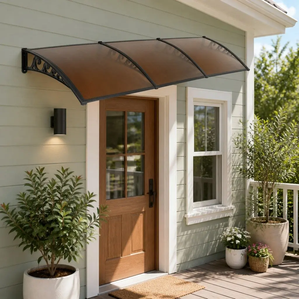 1mx3m Brown Black Window Door Awning