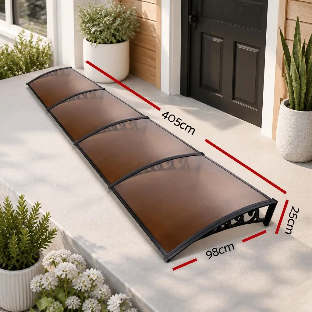 1m x 4m Brown Polycarbonate Awning for Windows