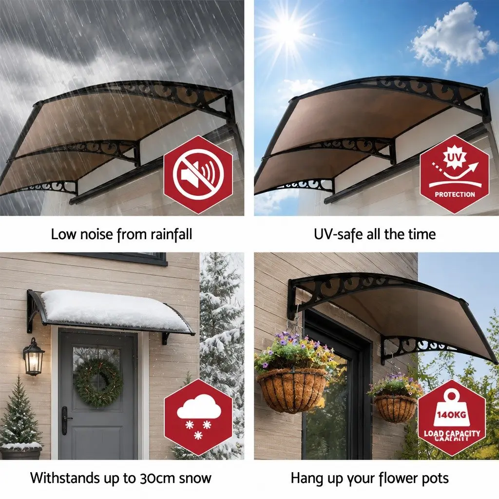 1m x 4m Brown Polycarbonate Awning for Windows