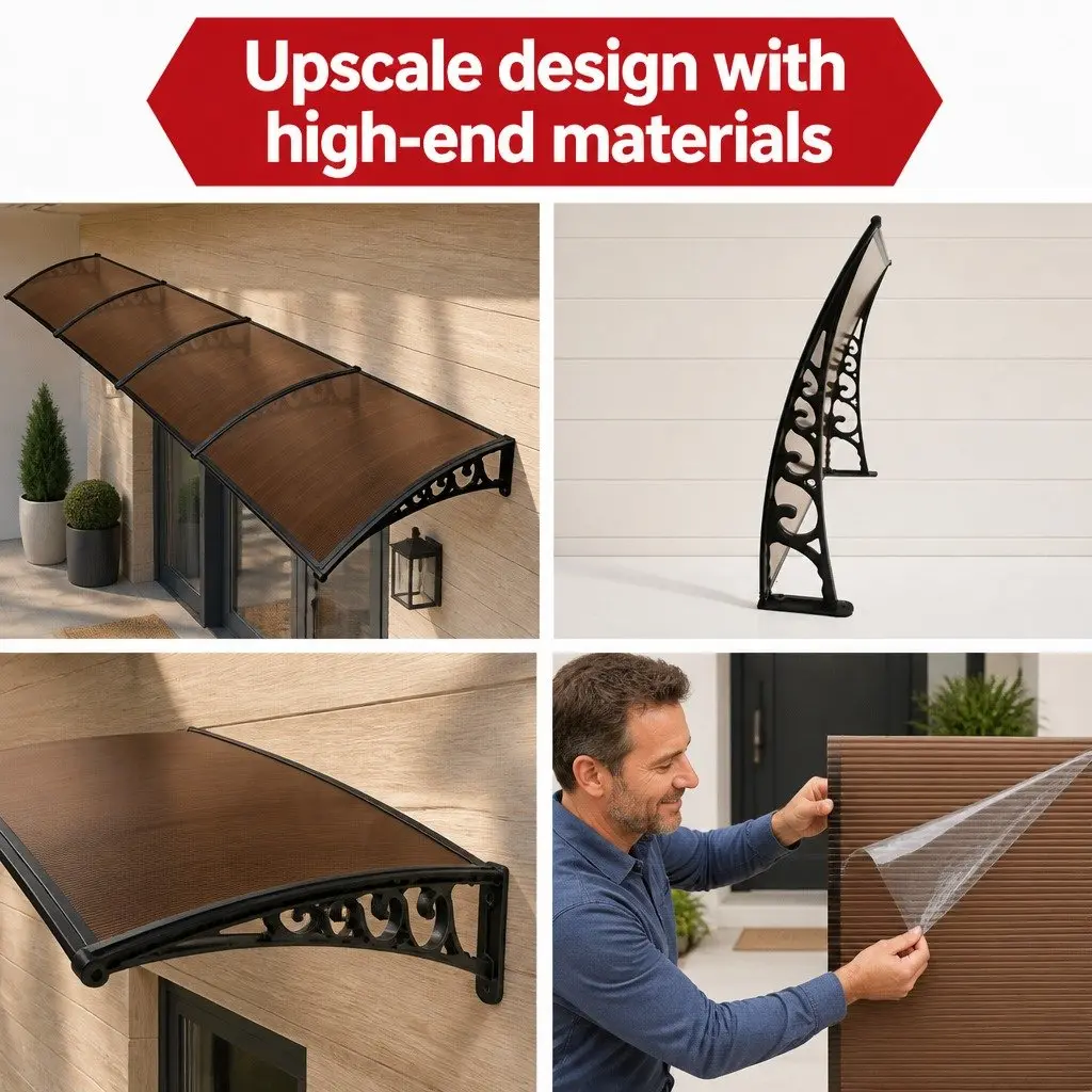 1m x 4m Brown Polycarbonate Awning for Windows