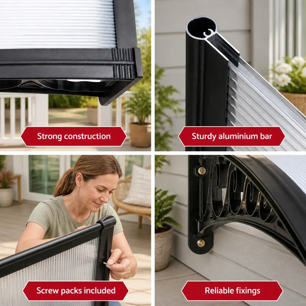 1mx1.2m Transparent PC Awning for Doors and Windows