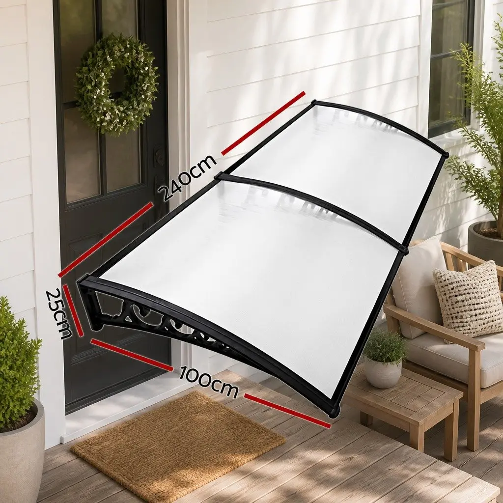 1m x 2.4m Window Door Awning with Transparent PC Panel