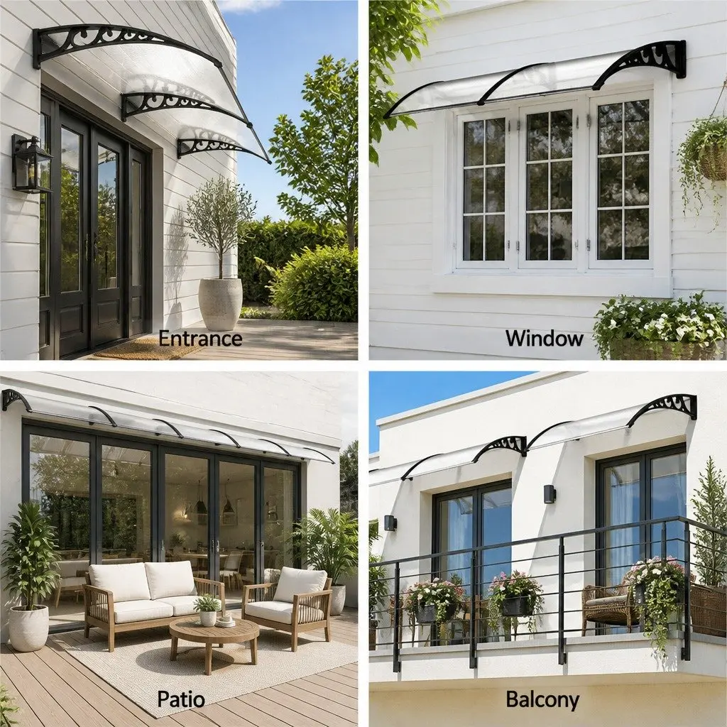 1m x 2.4m Window Door Awning with Transparent PC Panel