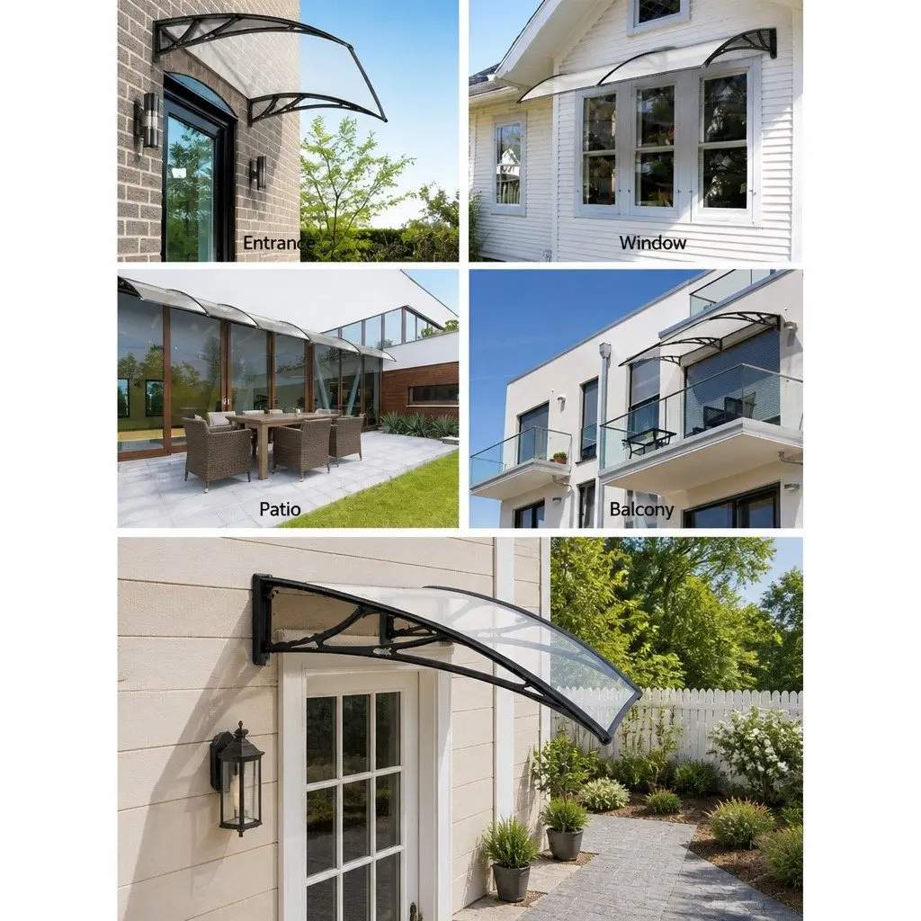 Window and Door Awning 1m x 4m Clear Panel