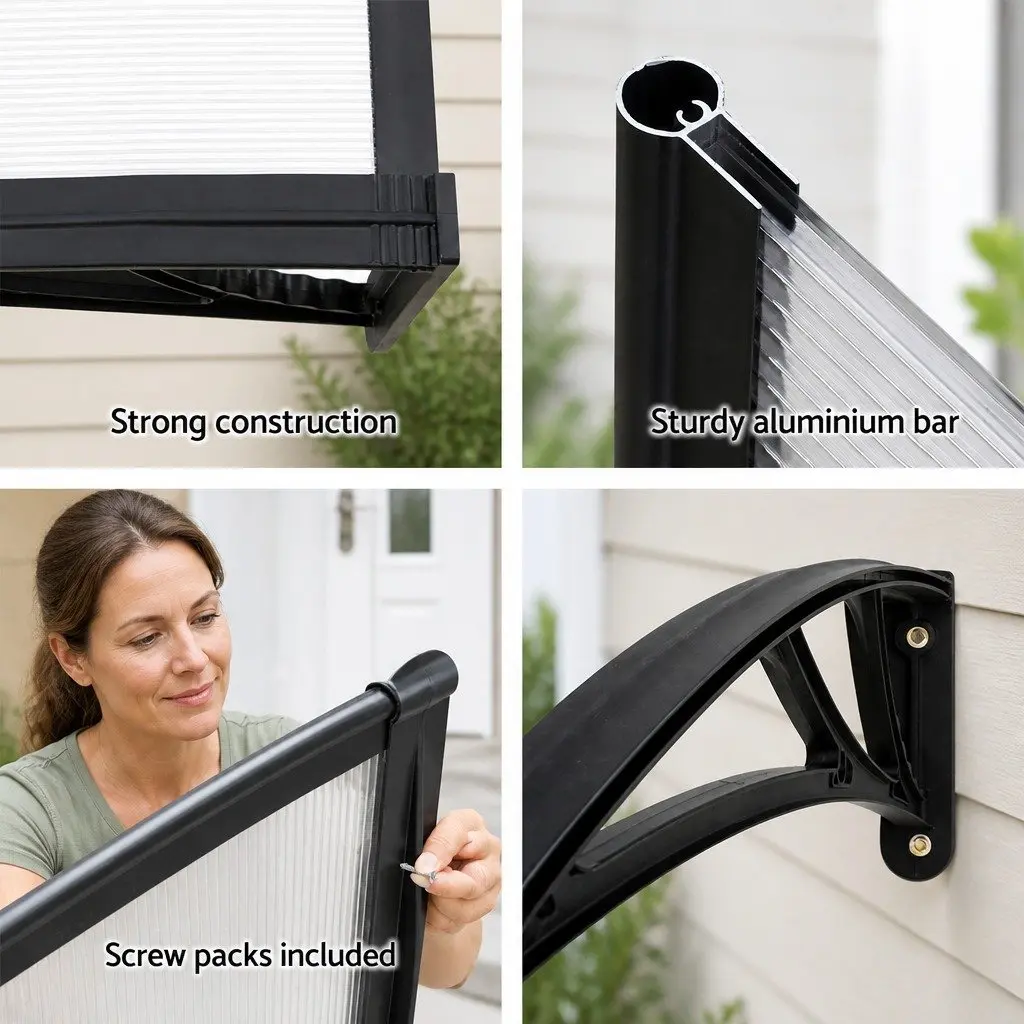 Window and Door Awning 1m x 4m Clear Panel