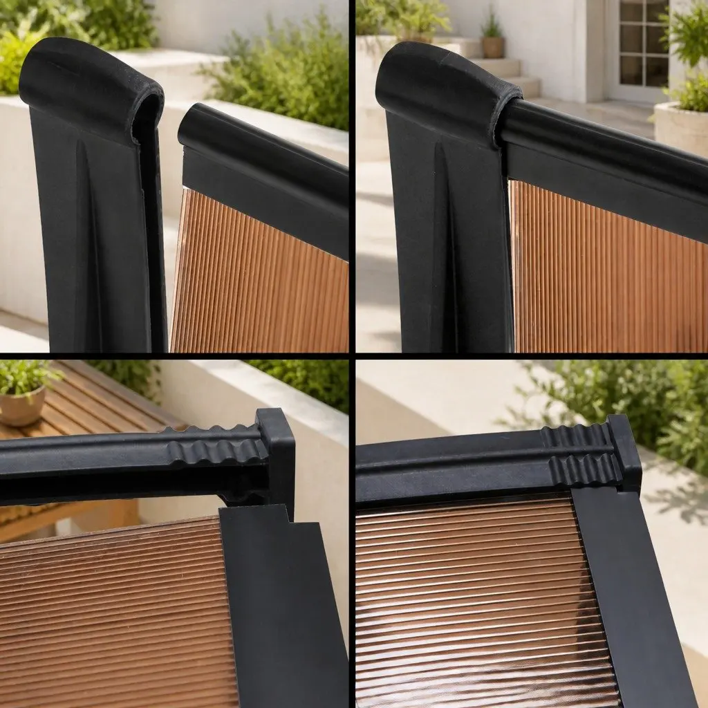1m x 2m Brown Window Door Awning with Black Frame