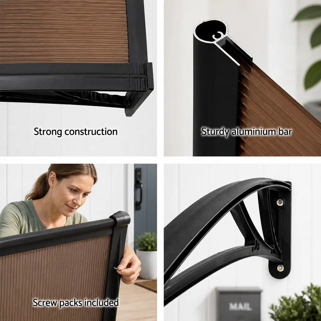 1m x 4m Brown Window Door Awning Canopy