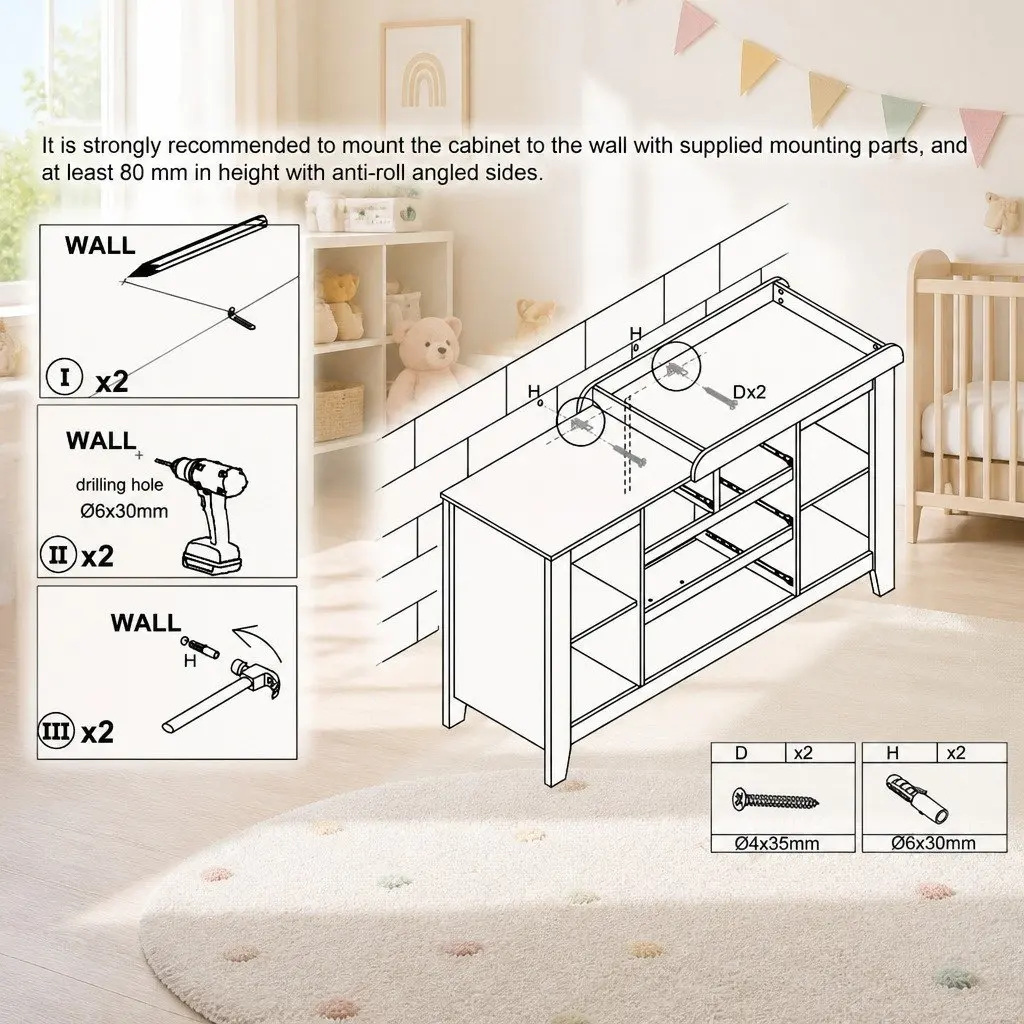 Baby Changing Table with Ample Storage Drawers