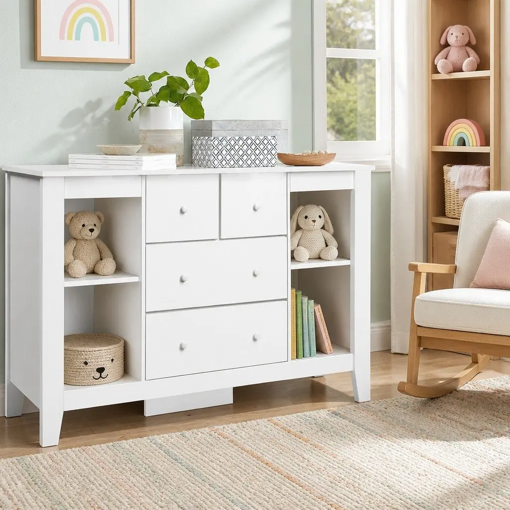 Baby Changing Table with Ample Storage Drawers