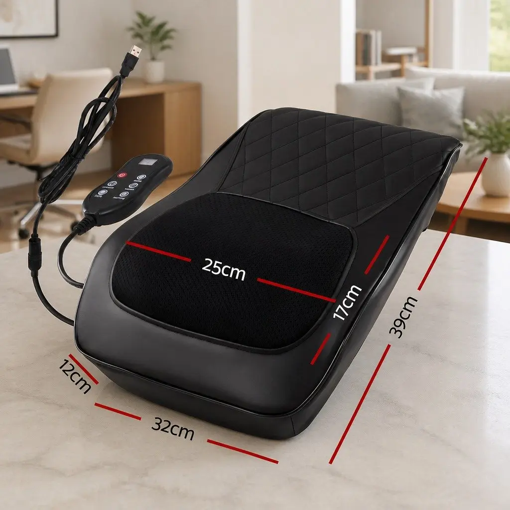 Back Massager Ergonomic Black with Heat and Traction for Neck Shoulder Lumbar Support
