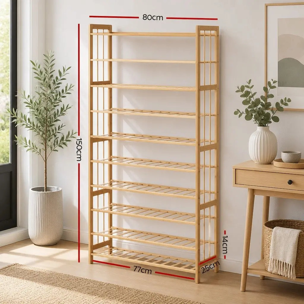 10-Tier Bamboo Shoe Rack for Organized Footwear