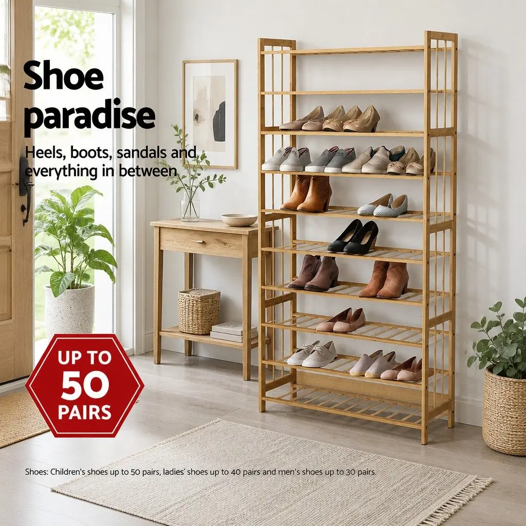 10-Tier Bamboo Shoe Rack for Organized Footwear