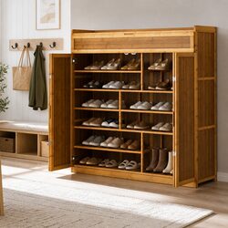Premium Bamboo Shoe Rack Cabinet with 7 Shelves