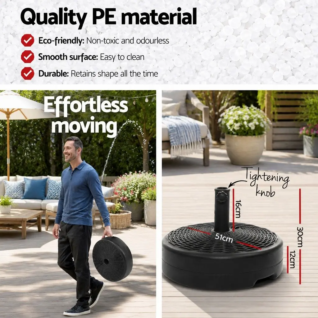 Umbrella Base PE Plastic 51cm Black