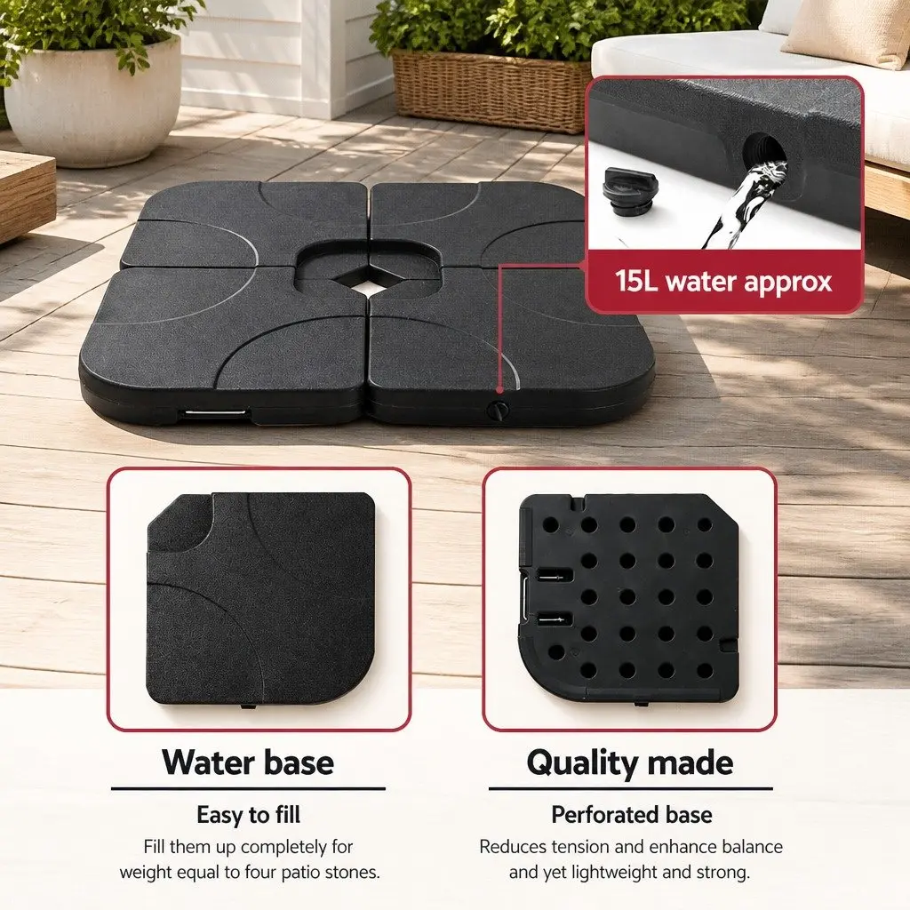 Umbrella Base Stand PE Plastic 50cm Fillable Black
