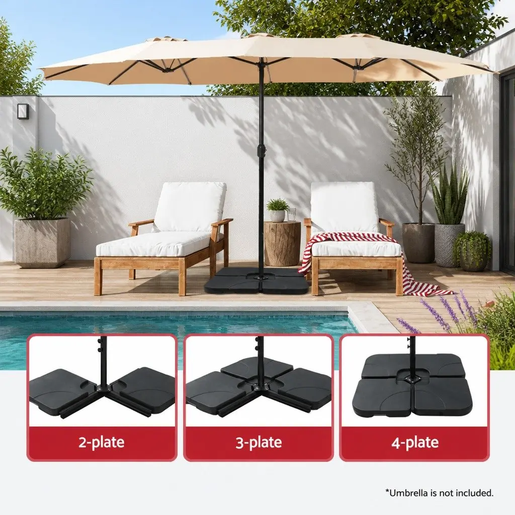 Umbrella Base Stand PE Plastic 50cm Fillable Black