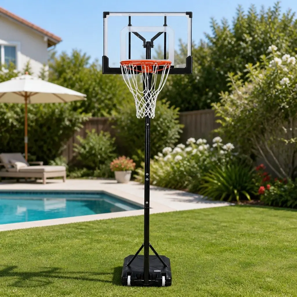 Adjustable Portable Basketball Hoop for Backyard and Pool