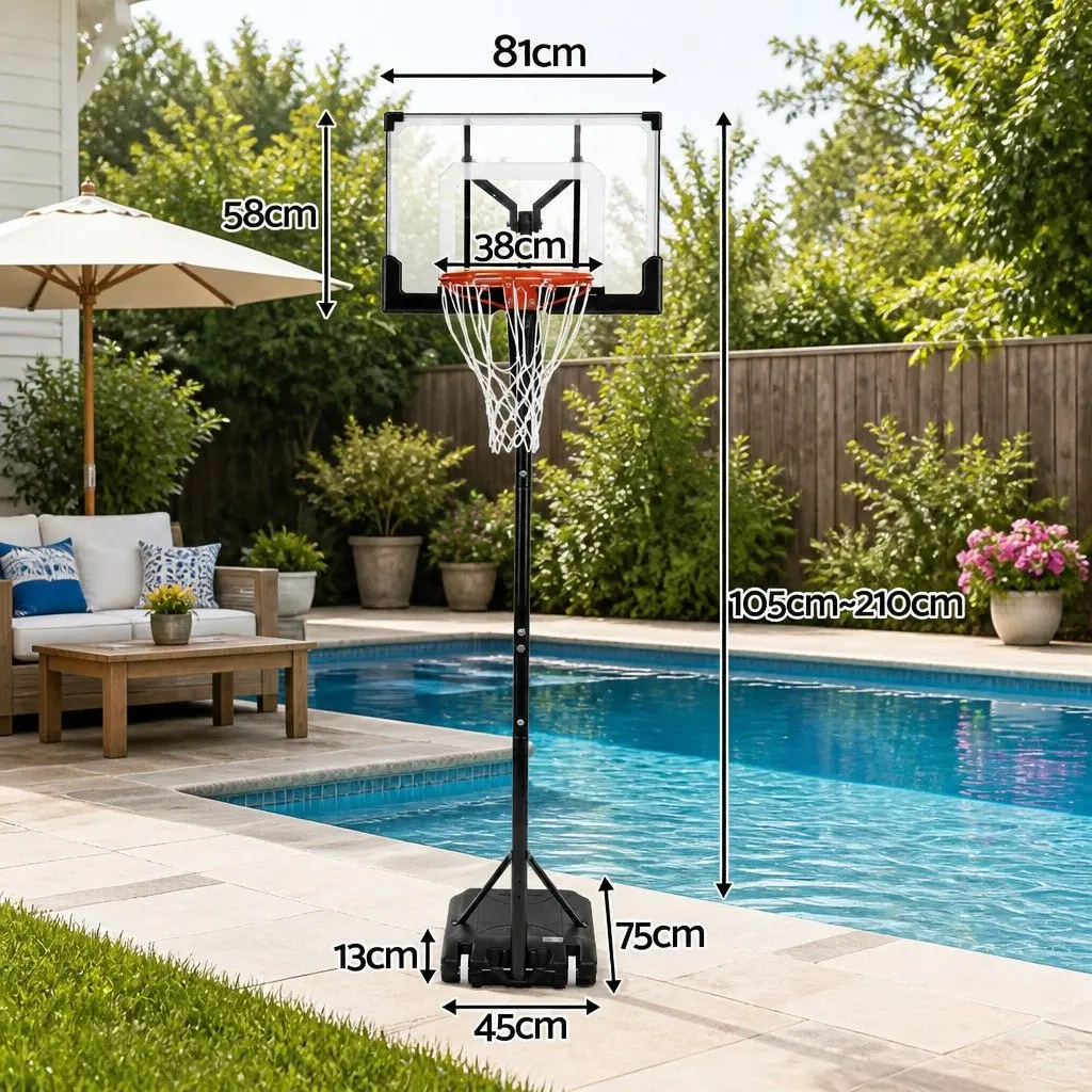 Adjustable Portable Basketball Hoop for Backyard and Pool