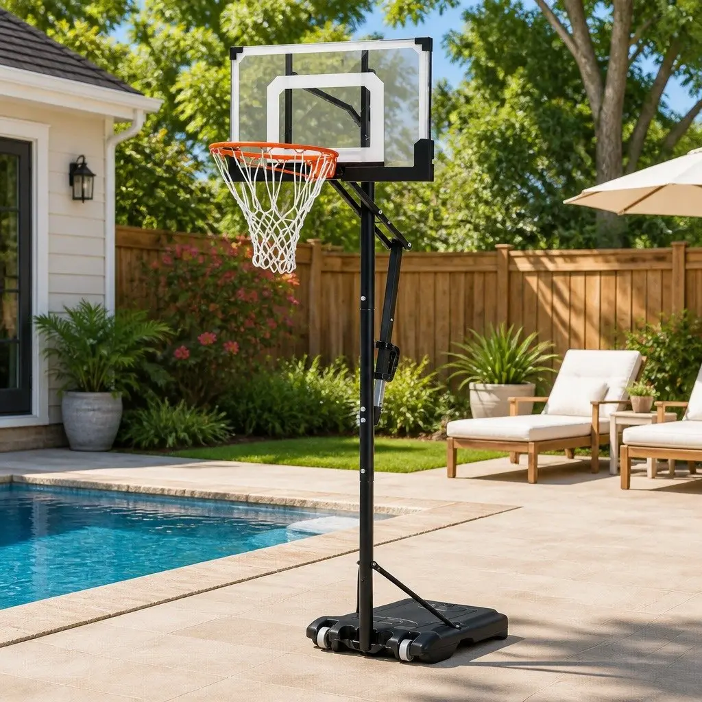 Adjustable Portable Basketball Hoop for Backyard and Pool