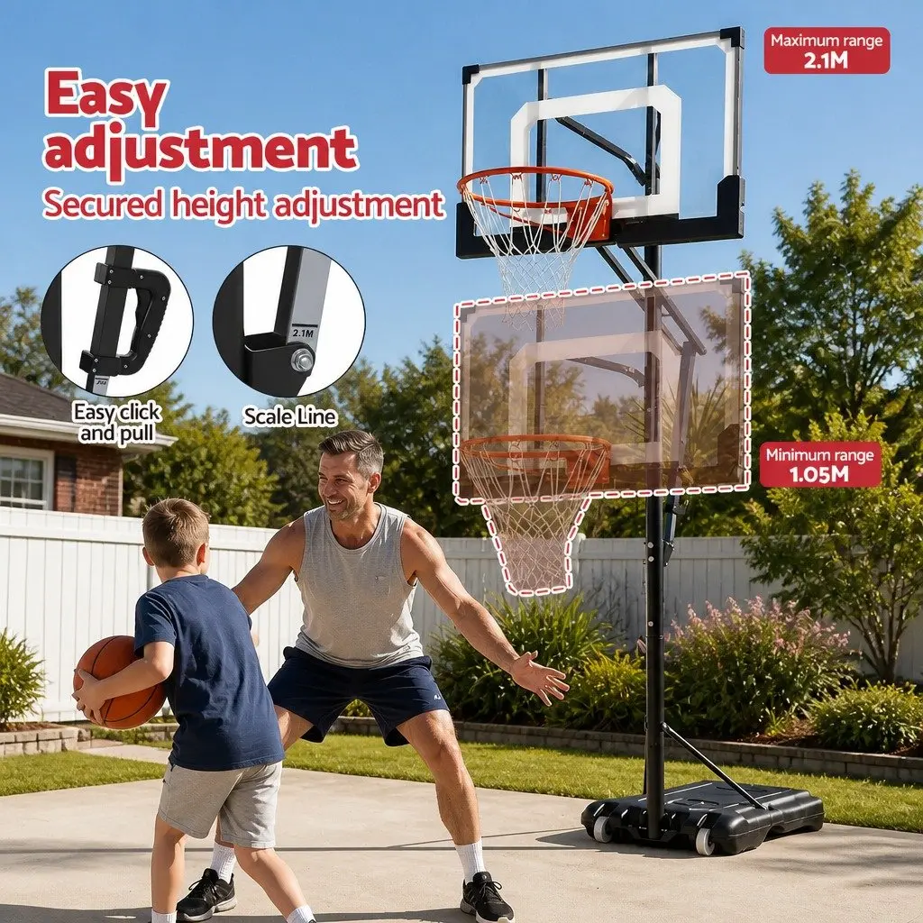 Adjustable Portable Basketball Hoop for Backyard and Pool