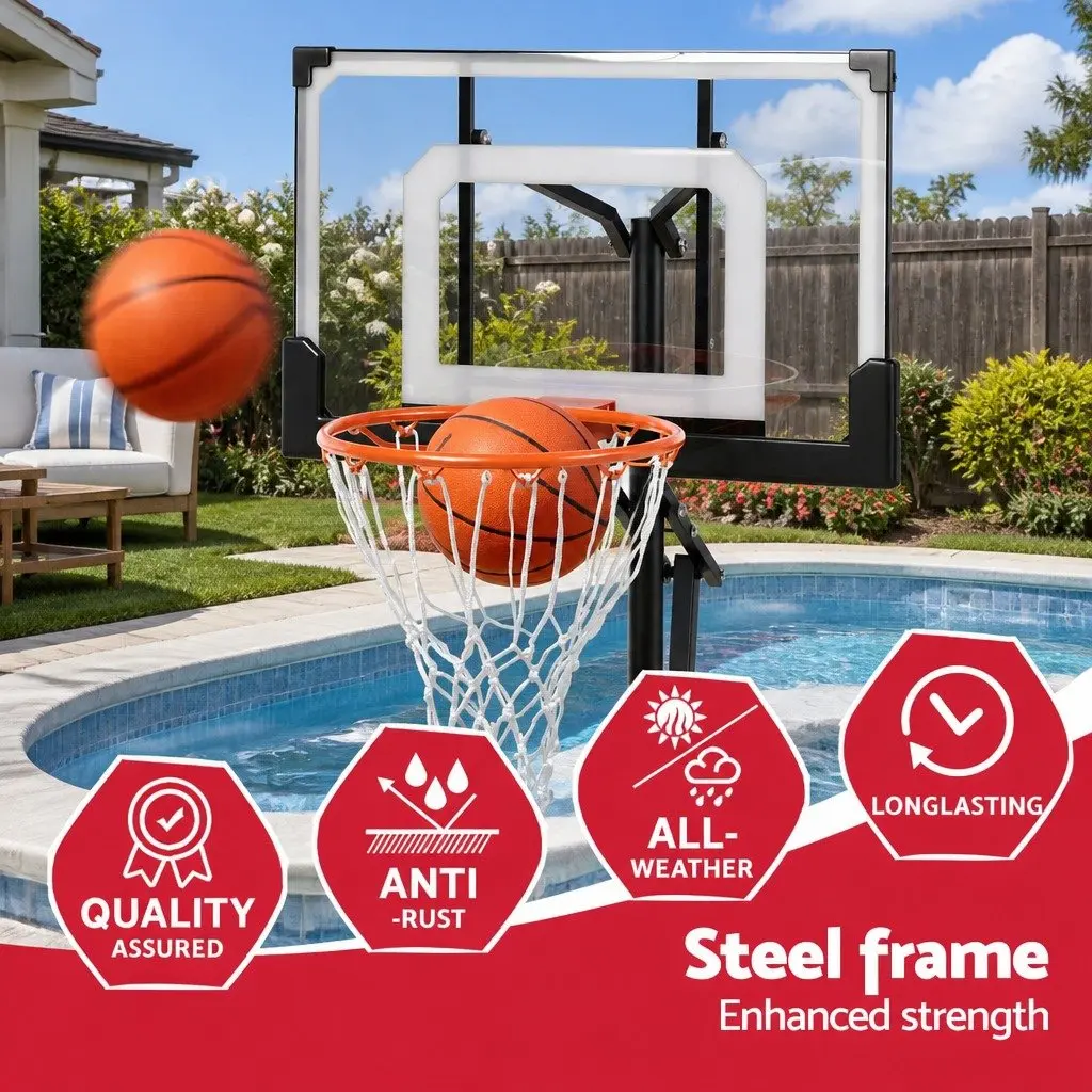 Adjustable Portable Basketball Hoop for Backyard and Pool