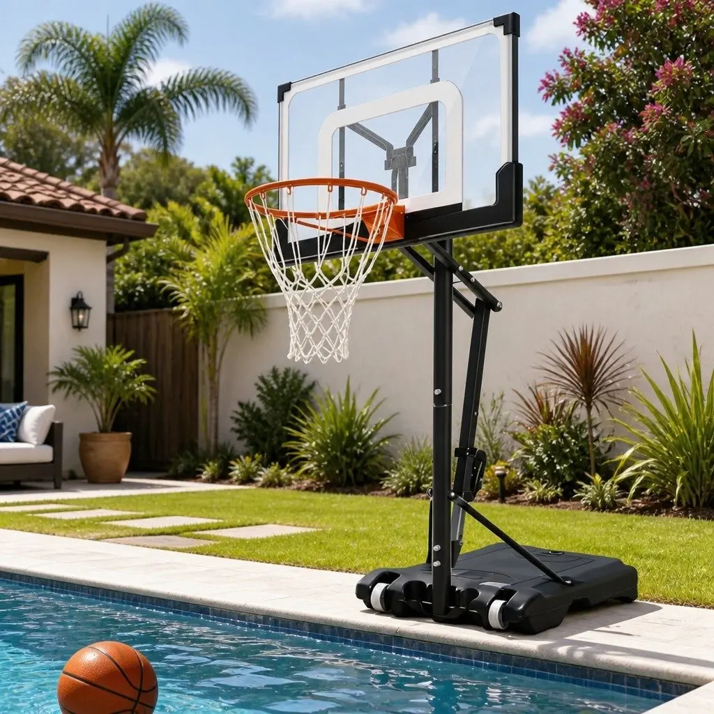 Adjustable Portable Basketball Hoop for Backyard and Pool