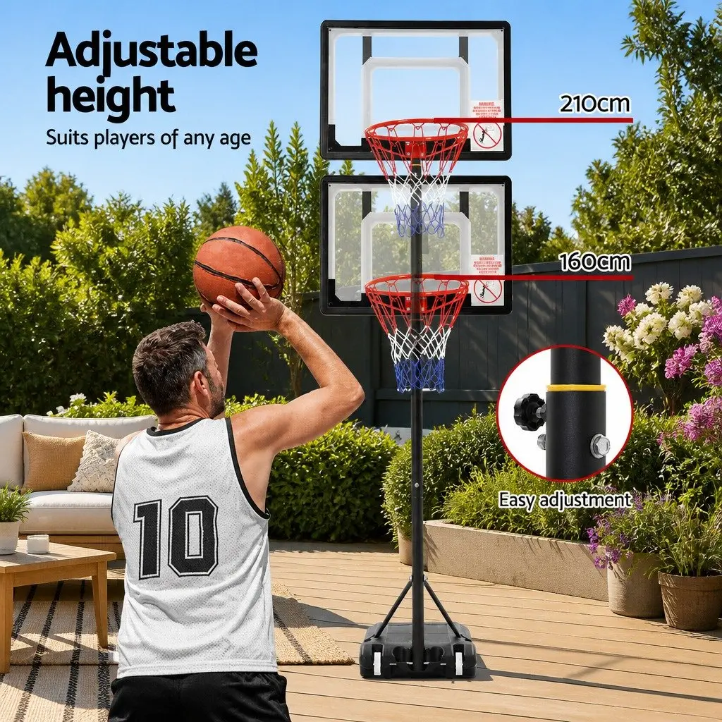 Basketball Hoop Stand System Adjustable 1.6m-2.1m Portable Kids Youth Backboard