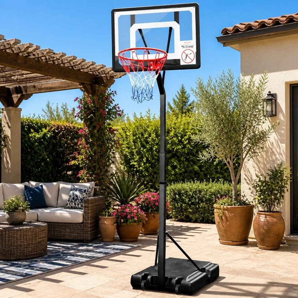 Basketball Hoop Stand System Steel Adjustable 2.1m to 2.6m Portable Kids Youth