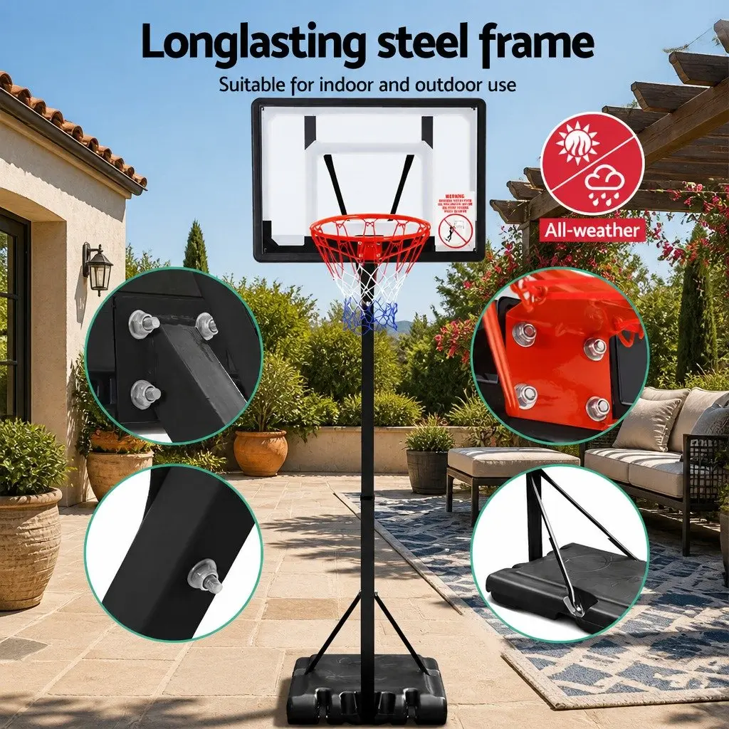 Basketball Hoop Stand System Steel Adjustable 2.1m to 2.6m Portable Kids Youth