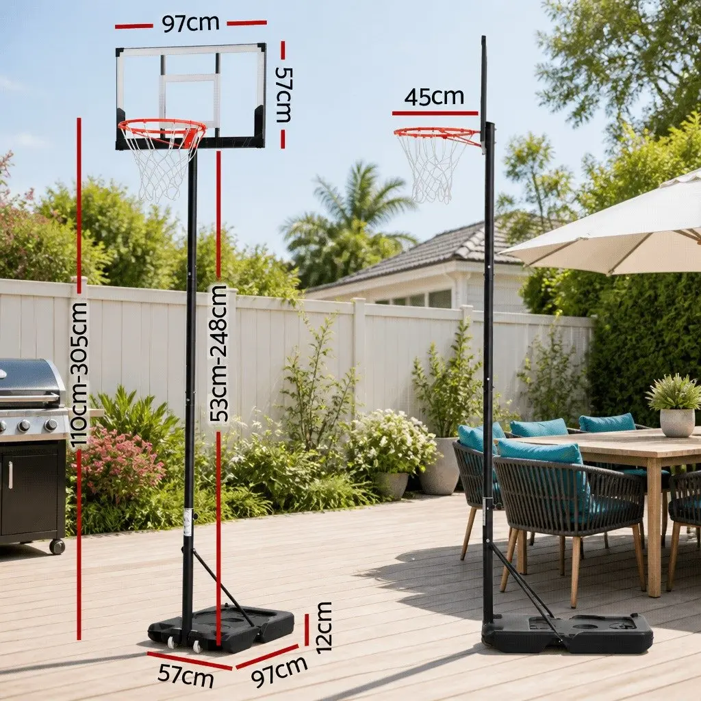 Adjustable Portable Basketball Hoop with Wheeled Base