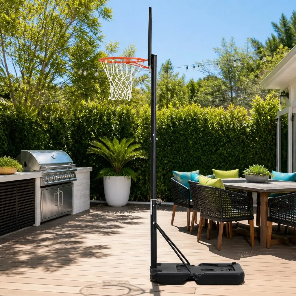 Adjustable Portable Basketball Hoop with Wheeled Base
