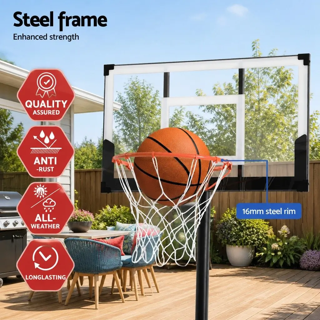 Adjustable Portable Basketball Hoop with Wheeled Base