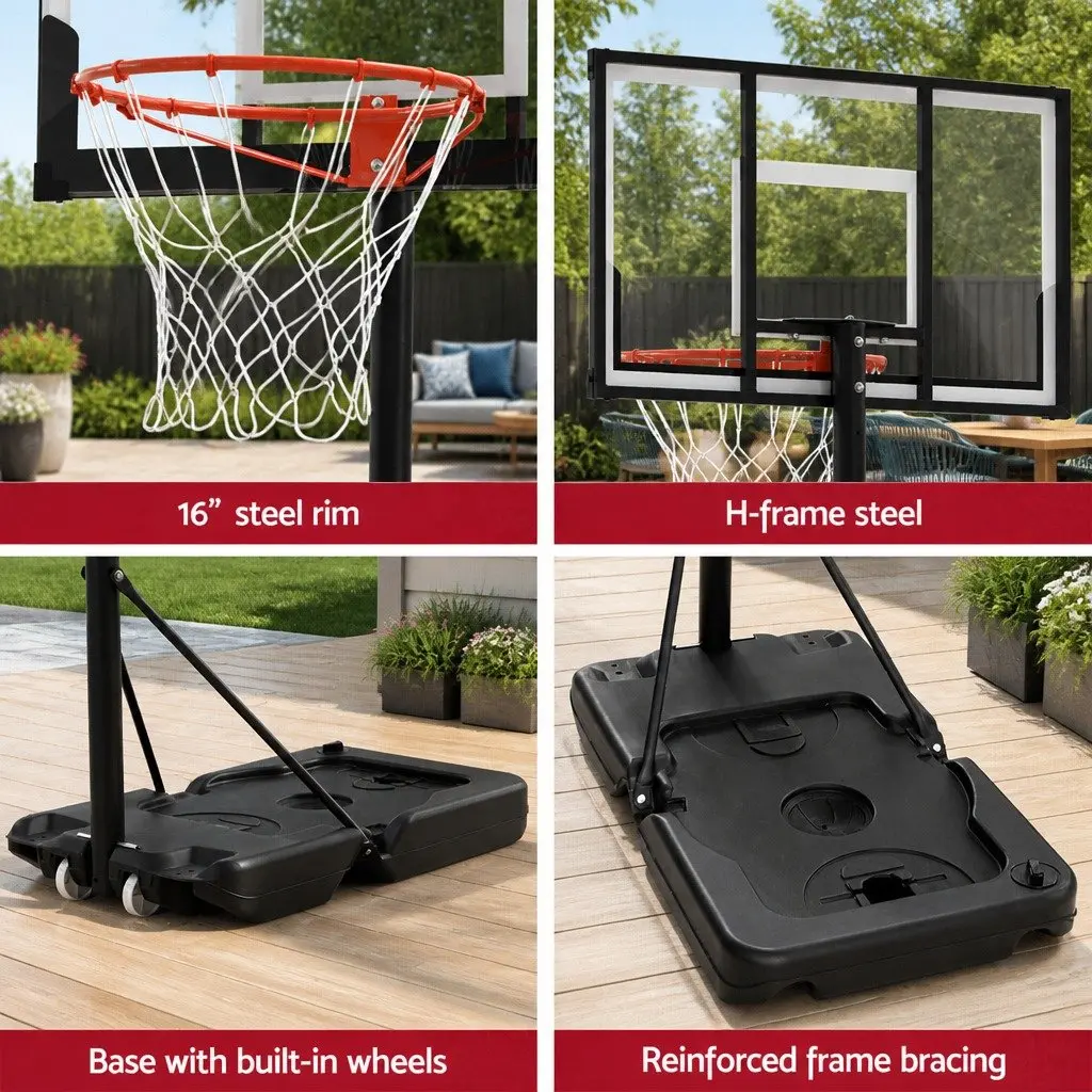 Adjustable Portable Basketball Hoop with Wheeled Base