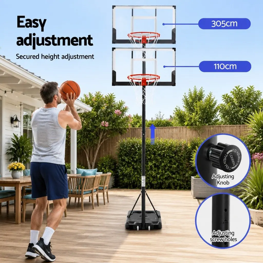 Adjustable Portable Basketball Hoop with Wheeled Base