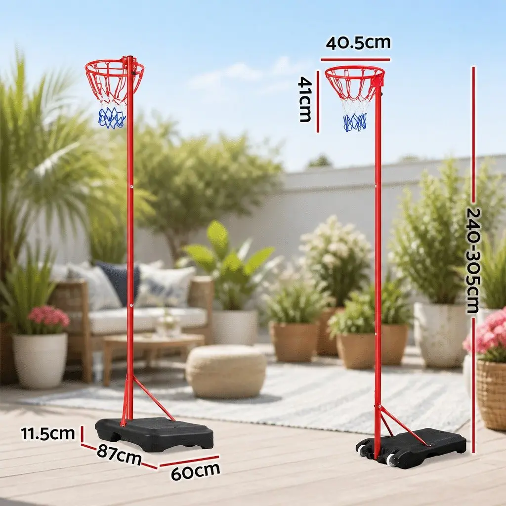 Adjustable Netball and Basketball Hoop Stand System