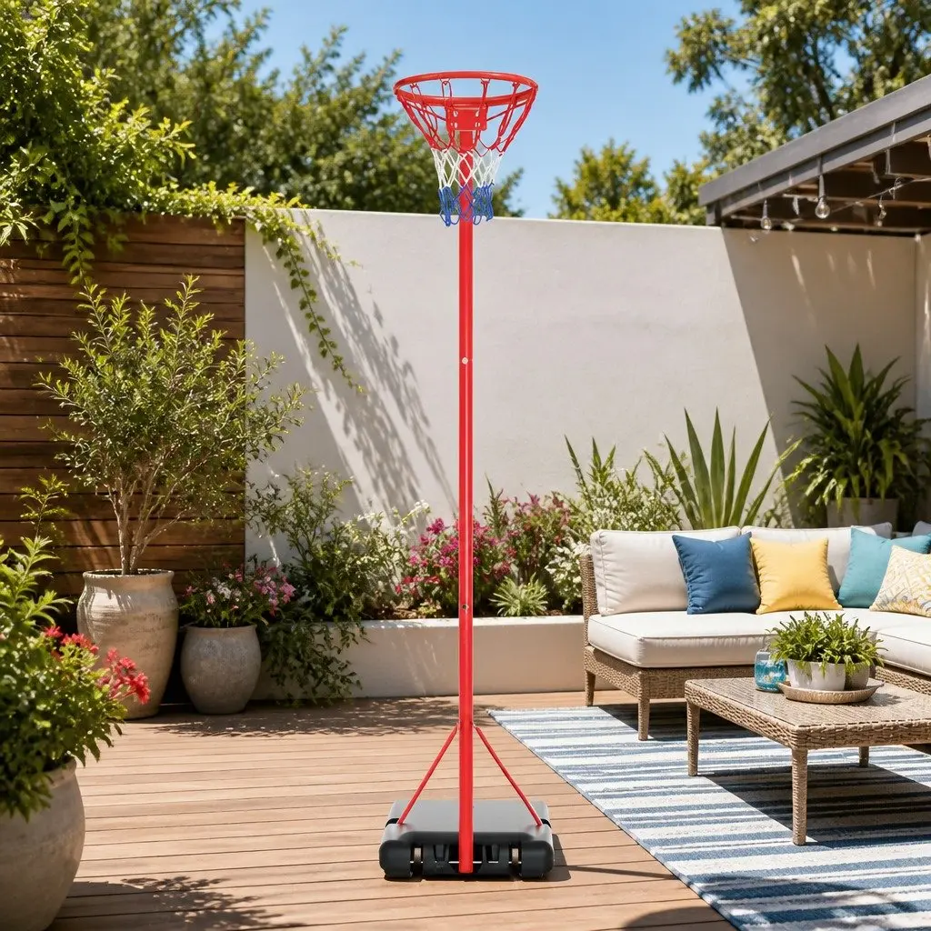 Adjustable Netball and Basketball Hoop Stand System