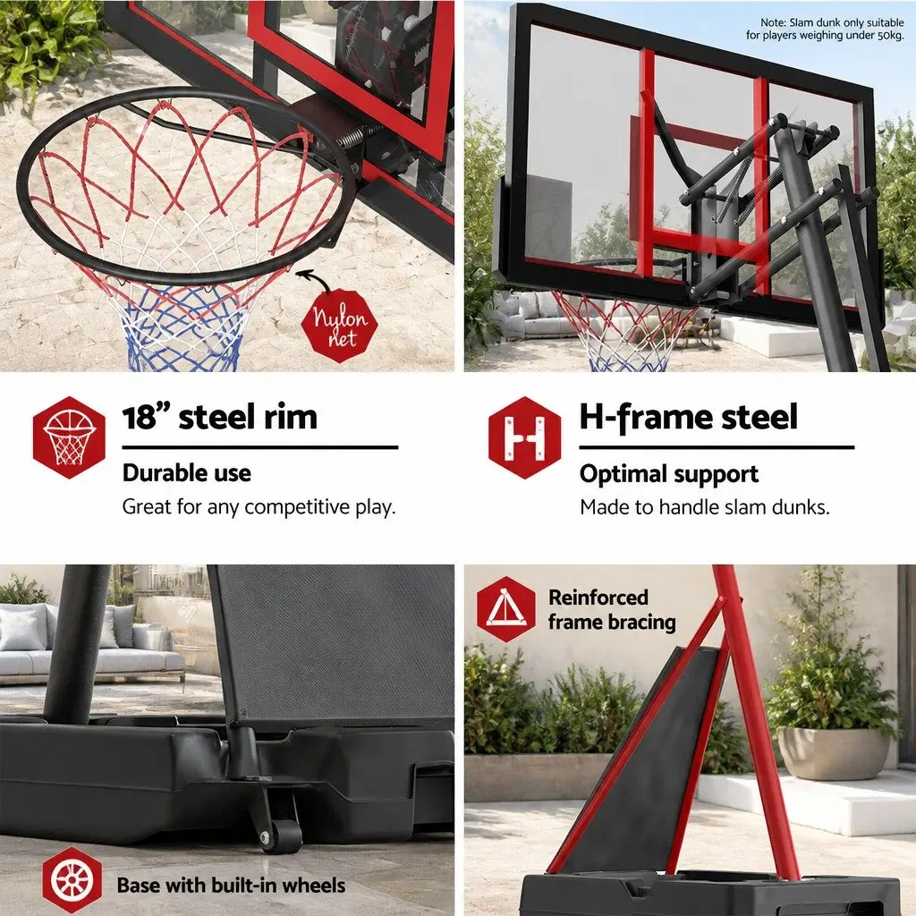 Adjustable Portable Basketball Hoop with Durable Steel Frame