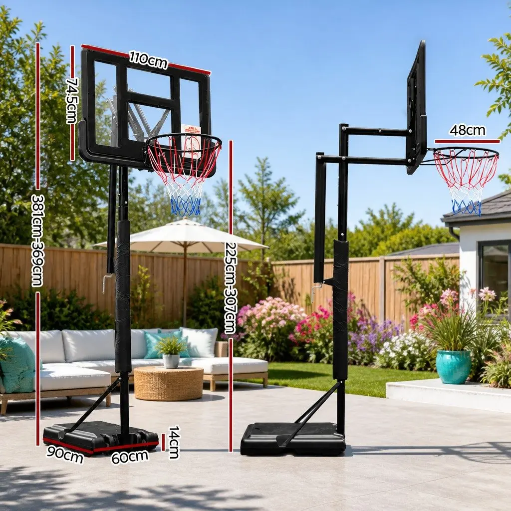 Adjustable Basketball Hoop Stand System with 44" Backboard