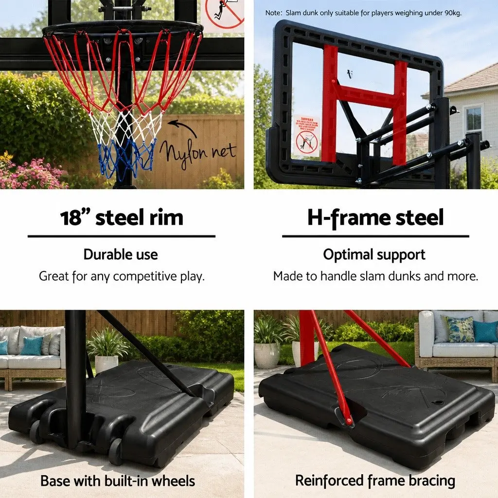 Adjustable Basketball Hoop Stand System with 44" Backboard