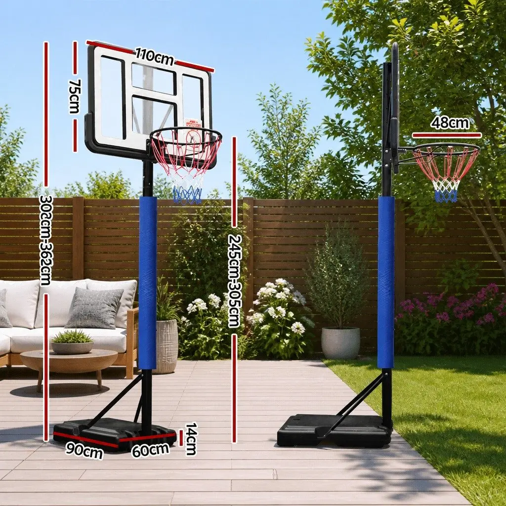 Adjustable Portable Basketball Hoop Stand 2.45m to 3.05m