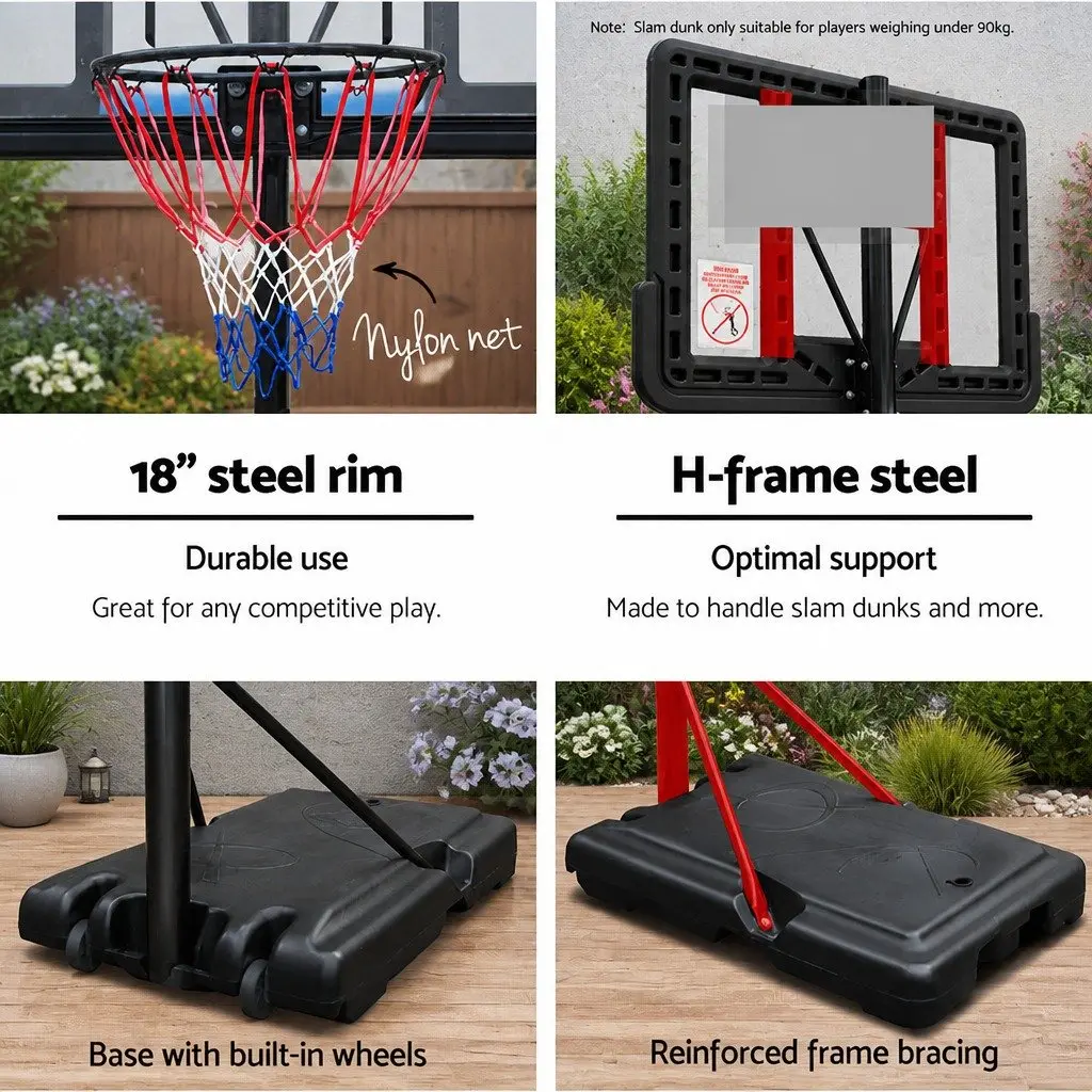 Adjustable Portable Basketball Hoop Stand 2.45m to 3.05m