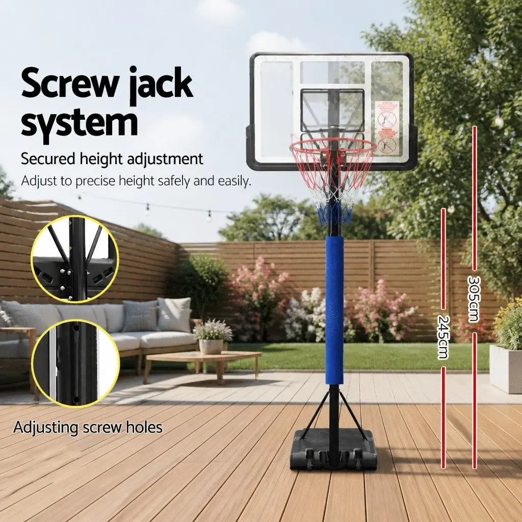 Adjustable Portable Basketball Hoop Stand 2.45m to 3.05m