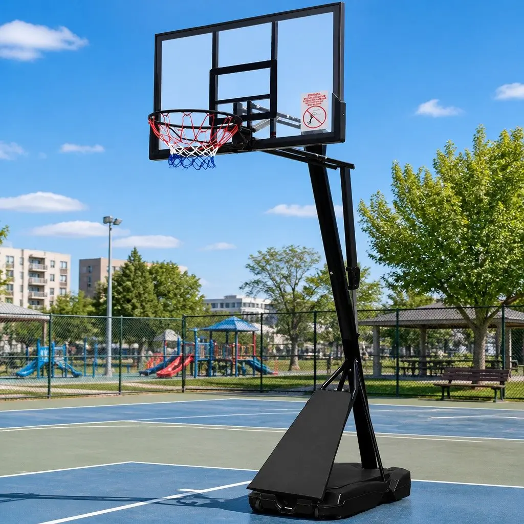 Basketball Hoop Stand System Adjustable 2.3m to 3.05m Portable Steel Frame Black
