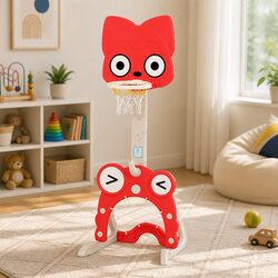 Adjustable Height Kids Basketball Hoop Stand in Red