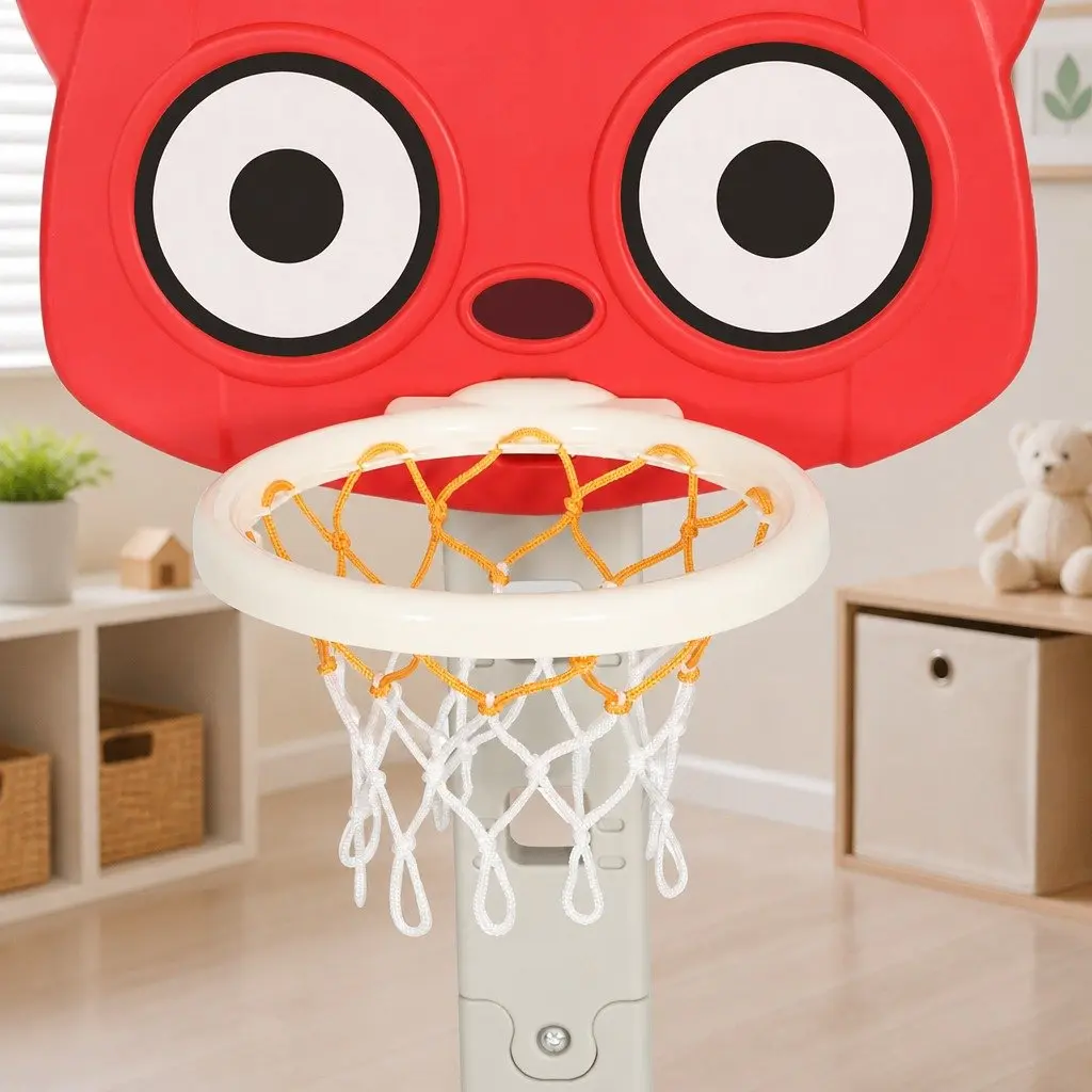 Kids Basketball Hoop Stand PP Adjustable Height 54 x 52 x 117–147 cm Red