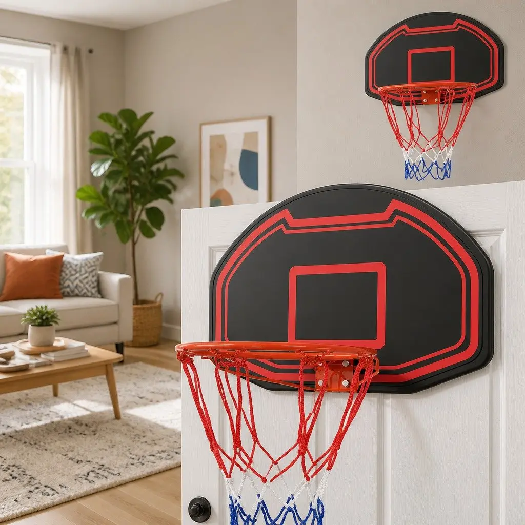 Basketball Hoop HDPE Backboard 38" Wall Mounted Steel Ring Black